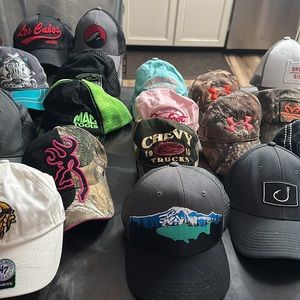 Buch of hats I don’t wear anymore. Good condition